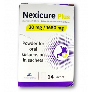 NEXICURE PLUS 20 / 1680 MG ( ESOMEPRAZOLE / SODIUM BICARBONATE ) POWDER FOR ORAL SUSPENSION 14 SACHETS